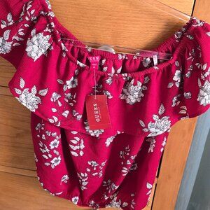 NWT Guess red floral off shoulder women's size M